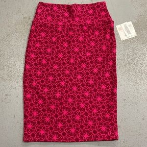 LuLaRoe New Small Burgundy & Pink Swirl Cassie Skirt NWT